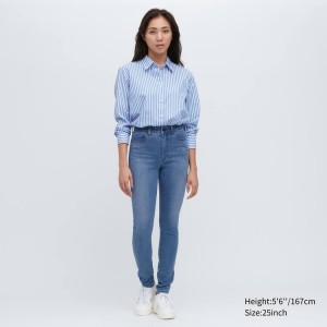 Dámské Džíny Uniqlo Ultra Stretch High Rise Hubená Fit Blankyt | UEVYZOA-94