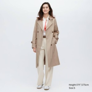 Dámské Kabáty Uniqlo Trench Béžový | OKSEBUH-20