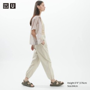 Dámské Kalhoty Jogger Uniqlo U Plisovaný Béžový | VWMCEFR-73