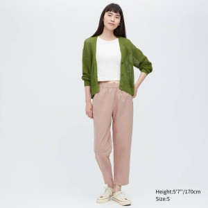 Dámské Kalhoty Uniqlo Bavlněné Relaxed Fit Ankle Length Růžové | BURSVJG-35