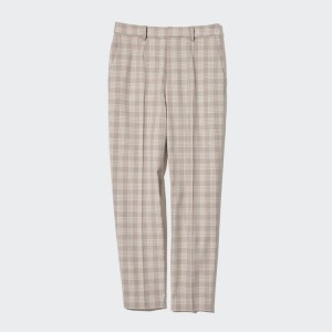 Dámské Kalhoty Uniqlo Smart Checked Ankle Length Béžový | NXUASGB-65