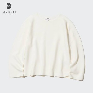 Dámské Knitwear Uniqlo 3d Knit Seamless Bavlněné Crew Neck Bílé | MFHUXTC-85