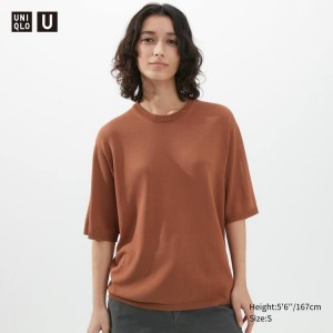 Dámské Knitwear Uniqlo U Pletené Hnědé | LSYUPAW-52