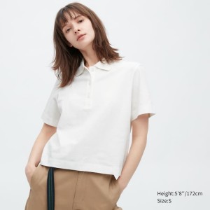 Dámské Košile Uniqlo Cropped Relaxed Fit Krátké Sleeved Bílé | OIFXQGR-38