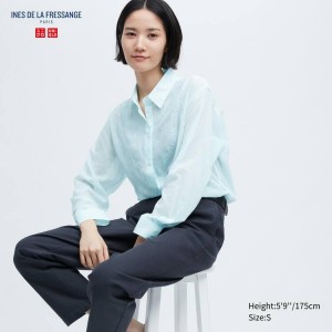 Dámské Košile Uniqlo Ines De La Fressange Sheer Embroidered Long Sleeved Blankyt | RJFGMDA-14