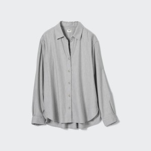 Dámské Košile Uniqlo Soft Brushed Long Sleeved Šedé | XKSECVR-53