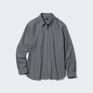 Dámské Košile Uniqlo Soft Brushed Long Sleeved Šedé | VAMUQBI-23