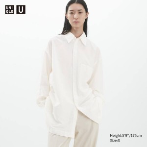 Dámské Košile Uniqlo U Oversized Bílé | RFGTIHU-98