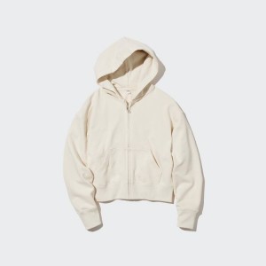 Dámské Mikina s Kapucí Uniqlo Sweat Zipped Bílé | DUWHSNQ-40