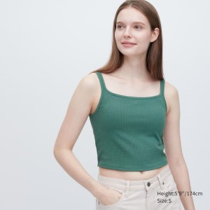 Dámské Podprsenky Uniqlo Airism Bavlněné Cropped Bez Rukávů Zelene | BRLHTMY-29