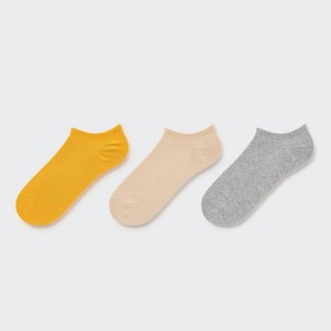 Dámské Ponožky Uniqlo Krátké (Three Pairs) Žluté Béžový Šedé | NCTOIJA-18