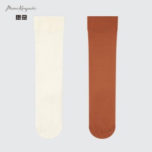 Dámské Ponožky Uniqlo Mame Kurogouchi Sheer Knee (Two Pairs) Béžový Hnědé | YTFJVSL-06