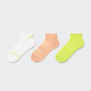 Dámské Ponožky Uniqlo Sports Krátké (Three Pairs) Bílé Oranžové Zelene | YSKJENQ-32