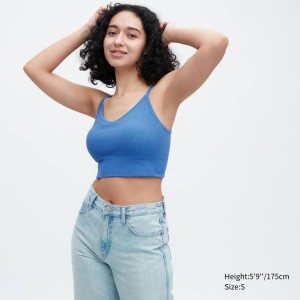 Dámské Topy Uniqlo Žebrovaný Cropped Camisole Blankyt | JZAOYBE-20