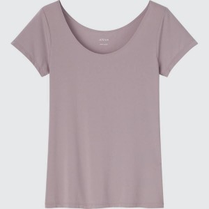 Dámské Tričko Uniqlo Airism Scoop Neck Hnědé | SGNCABL-20