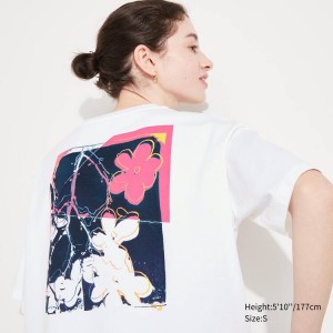 Dámské Tričko Uniqlo Andy Warhol Flowers Sbírka Ut Grafická Bílé | BWHIOAN-69