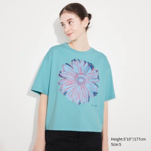 Dámské Tričko Uniqlo Andy Warhol Flowers Sbírka Ut Grafická Zelene | UMOZBFW-94