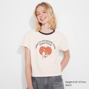 Dámské Tričko Uniqlo Love Sunshine & Peanuts Ut Grafická Bílé | DISWFJP-31