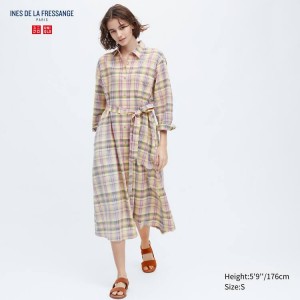 Dámské Šaty Uniqlo Ines De La Fressange Linen Bavlněné Blended Růžové | CTIDXFU-02