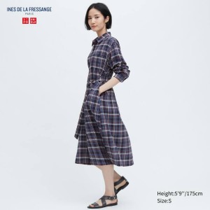 Dámské Šaty Uniqlo Ines De La Fressange Linen Bavlněné Blended Blankyt | UPQJOWE-89