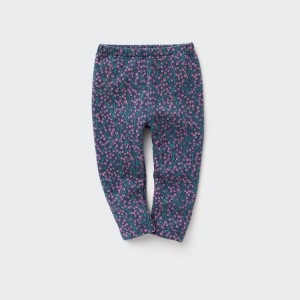 Dítě Legíny Uniqlo Fleece Berry Print Blankyt | YLGTJAO-12