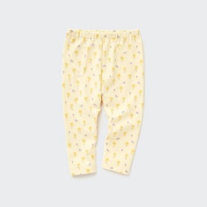 Dítě Legíny Uniqlo Flower Print Žluté | IQJHXET-98