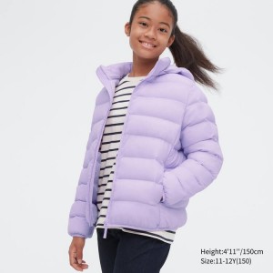 Dětské Parka Uniqlo Warm Polstrovaný Washable S Kapucí Fialové | QKEURWN-94