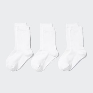 Dětské Ponožky Uniqlo Regular (Three Pairs) Bílé | WYPINUK-48