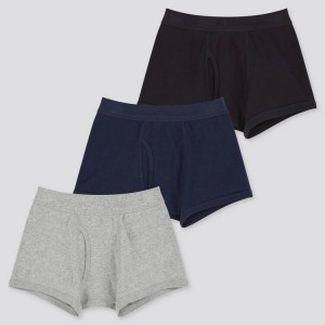 Dětské Spodní Prádlo Uniqlo Boxerské (Three Pack) Šedé Blankyt Černé | HCPBVER-60