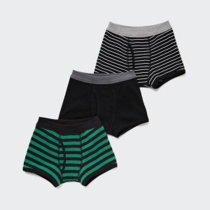 Dětské Spodní Prádlo Uniqlo Pruhovaný Boxerské (Three Pairs) Černé Zelene Šedé | LBFYHJC-75