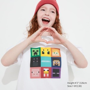 Dětské Tričko Uniqlo Minecraft Ut Grafická Bílé | IVMUQXC-65