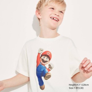 Dětské Tričko Uniqlo The Super Mario Bros Movie Ut Grafická Bílé | MUVXQRZ-83