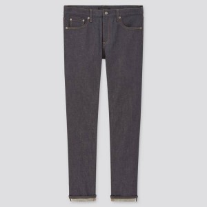 Pánské Džíny Uniqlo Selvedge Stretch Slim Fit (2020 Season) Tmavě Blankyt | KTRMCYE-14