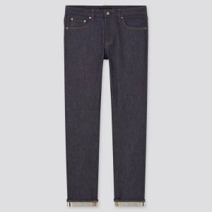 Pánské Džíny Uniqlo Selvedge Stretch Slim Fit (2021 Season) Tmavě Blankyt | WULXRYK-24