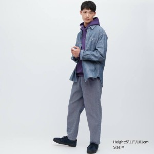 Pánské Kalhoty Uniqlo Bavlněné Hickory Relaxed Fit Ankle Length Blankyt | HBLGRNE-91