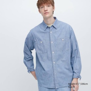 Pánské Košile Uniqlo Chambray Regular Fit Pracovní (Regular Collar) Blankyt | MJUORBW-97