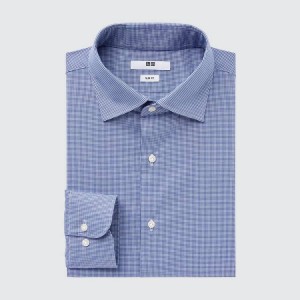 Pánské Košile Uniqlo Easy Care Broadcloth Stretch Slim Fit (Semi-cutaway Collar) Blankyt | RCLFQVZ-34