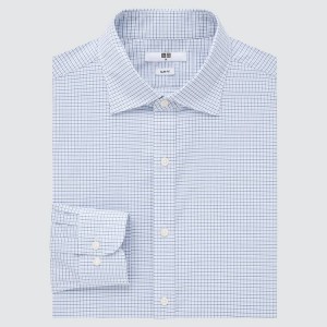 Pánské Košile Uniqlo Easy Care Checked Stretch Slim Fit (Semi-cutaway Collar) Blankyt | HOQXAZV-14