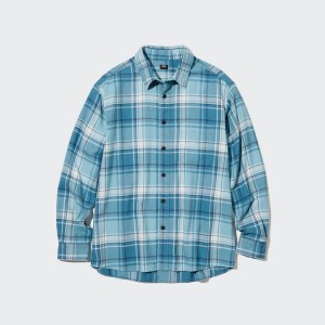 Pánské Košile Uniqlo Flannel Checked Regular Fit (Regular Collar) Blankyt | KFTADCB-47