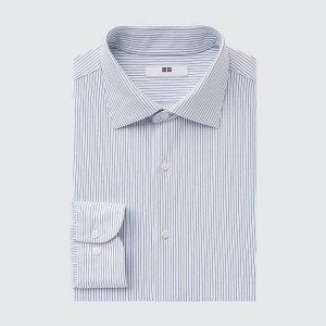 Pánské Košile Uniqlo Non-iron Jersey Regular Fit Pruhovaný (Semi-cutaway Collar) Blankyt | EVIONHC-19