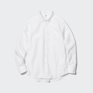 Pánské Košile Uniqlo Slim Fit Oxford (Button-down Collar) Bílé | VBDYJUF-45