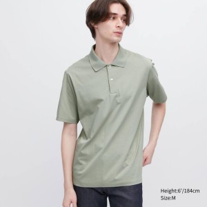 Pánské Polo Triko Uniqlo Airism Krátké Sleeve Zelene | VGYQRLS-19