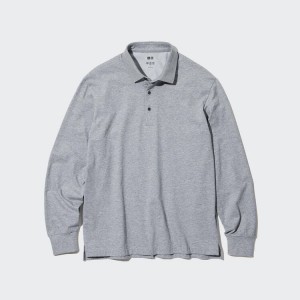 Pánské Polo Triko Uniqlo Airism Long Sleeved Šedé | UNTPDGH-43