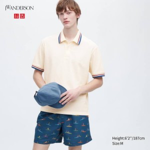 Pánské Polo Triko Uniqlo Jw Anderson Dry Piqué Patterned Bílé | IAGRLEP-86