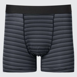 Pánské Spodní Prádlo Uniqlo Airism Pruhovaný Boxers Černé | DVKBNLU-09