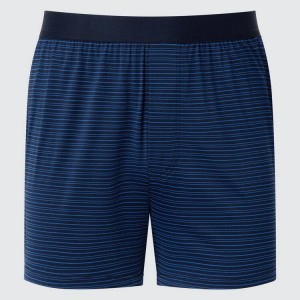 Pánské Spodní Prádlo Uniqlo Airism Pruhovaný Loose Fit Boxers Tmavě Blankyt | DJZTUBL-82