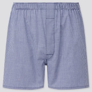 Pánské Spodní Prádlo Uniqlo Woven Checked Boxerské (2021 Season) Tmavě Blankyt | GQRTXSW-65