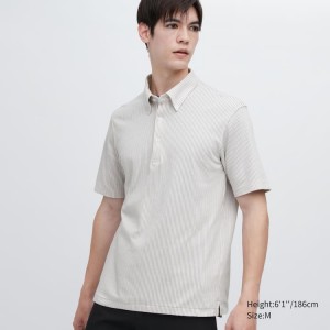 Pánské Tričko Uniqlo Airism Pruhovaný (Button-down Collar) Šedé | AXGYRKV-37