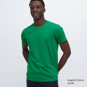 Pánské Tričko Uniqlo Dry Colour Crew Neck Krátké Sleeved Zelene | LWUHCDN-42