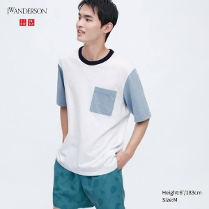 Pánské Tričko Uniqlo Jw Anderson Pocket Krátké Sleeved Bílé | FEVHAYQ-08